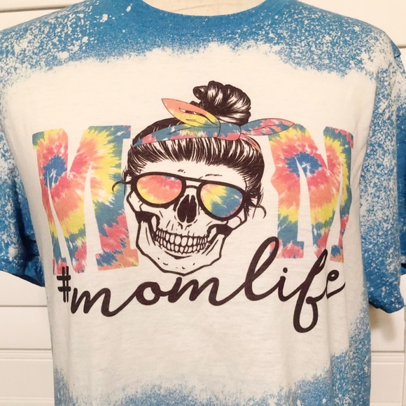 Mom Life Tie Dye Bleached Graphic Tee - Picture 4 of 4